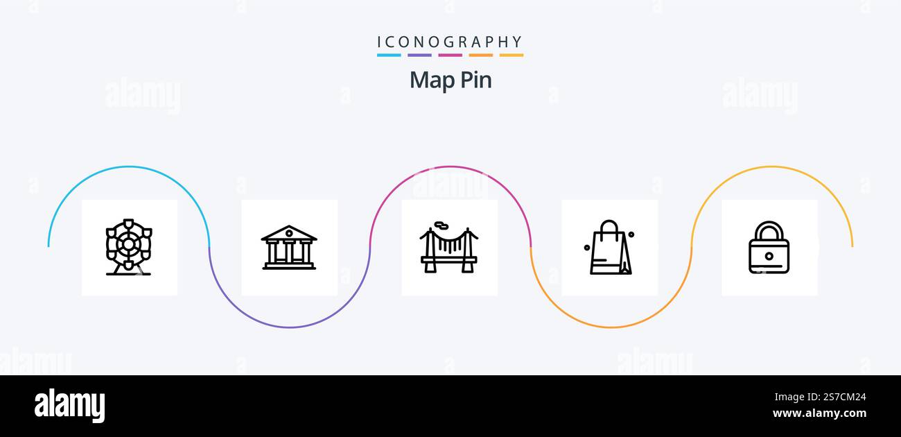 Map Pin Line 5 Icon Pack Including . security. river. lock. shopping ...