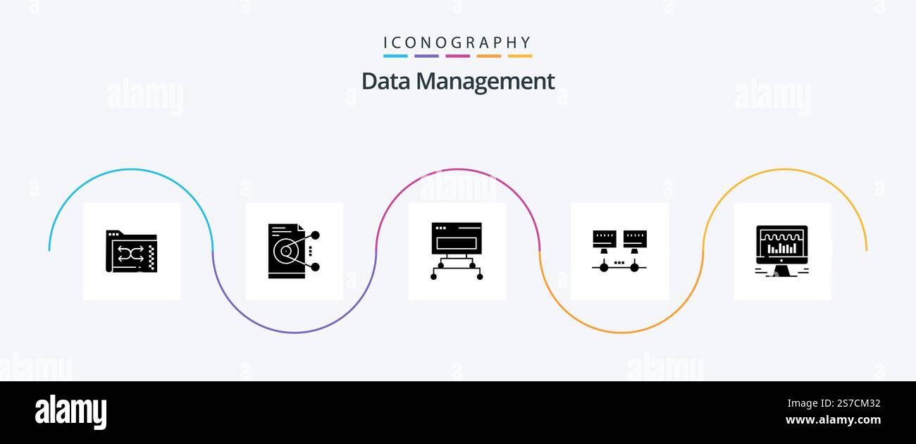 Data Management Glyph 5 Icon Pack Including . data . share . connection . Stock Vector