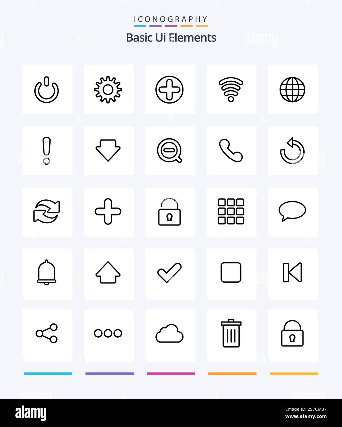 Creative Basic Ui Elements 25 OutLine icon pack  Such As ineternet. globe. sign. world. servics Stock Vector