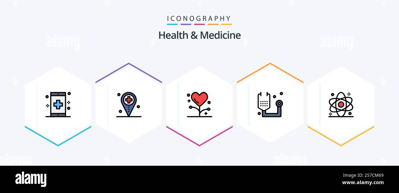 Health and Medicine 25 FilledLine icon pack including health. atom. map ...
