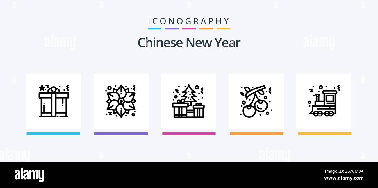 Chinese New Year Line 5 Icon Pack Including lantern. china. china. ying ...