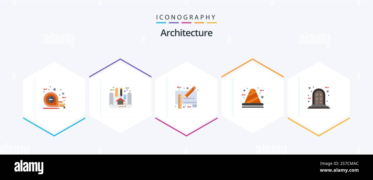 Architecture 25 Flat icon pack including development. cone. blue print ...