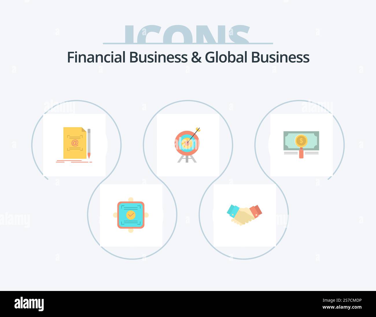 Financial Business And Global Business Flat Icon Pack 5 Icon Design ...