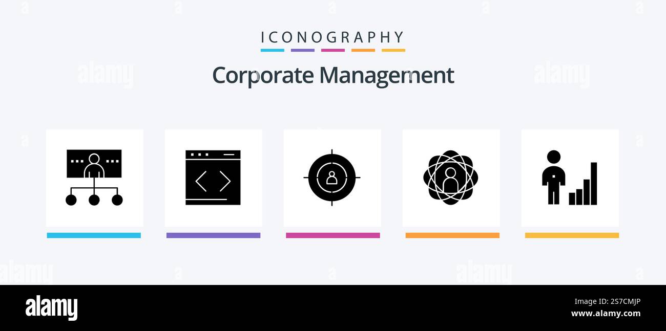 Corporate Management Glyph 5 Icon Pack Including research. development ...