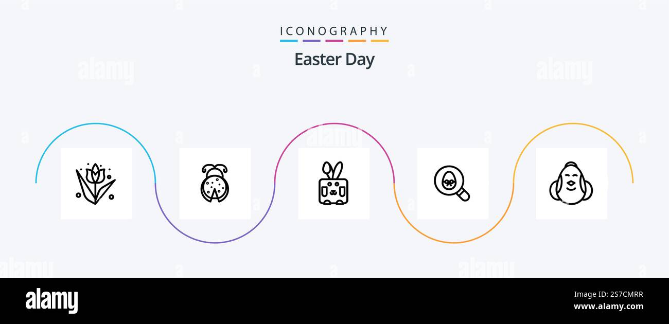 Easter Line 5 Icon Pack Including chicken. holiday. bynny. easter ...