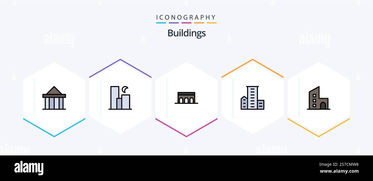 Buildings 25 FilledLine icon pack including family. district. night ...