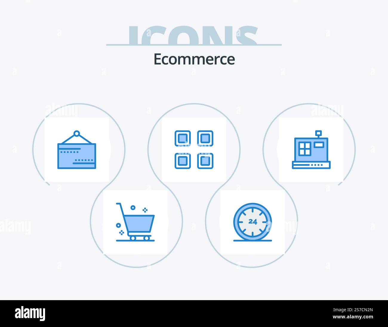 Ecommerce Blue Icon Pack 5 Icon Design. cashbox. page. night. layout ...