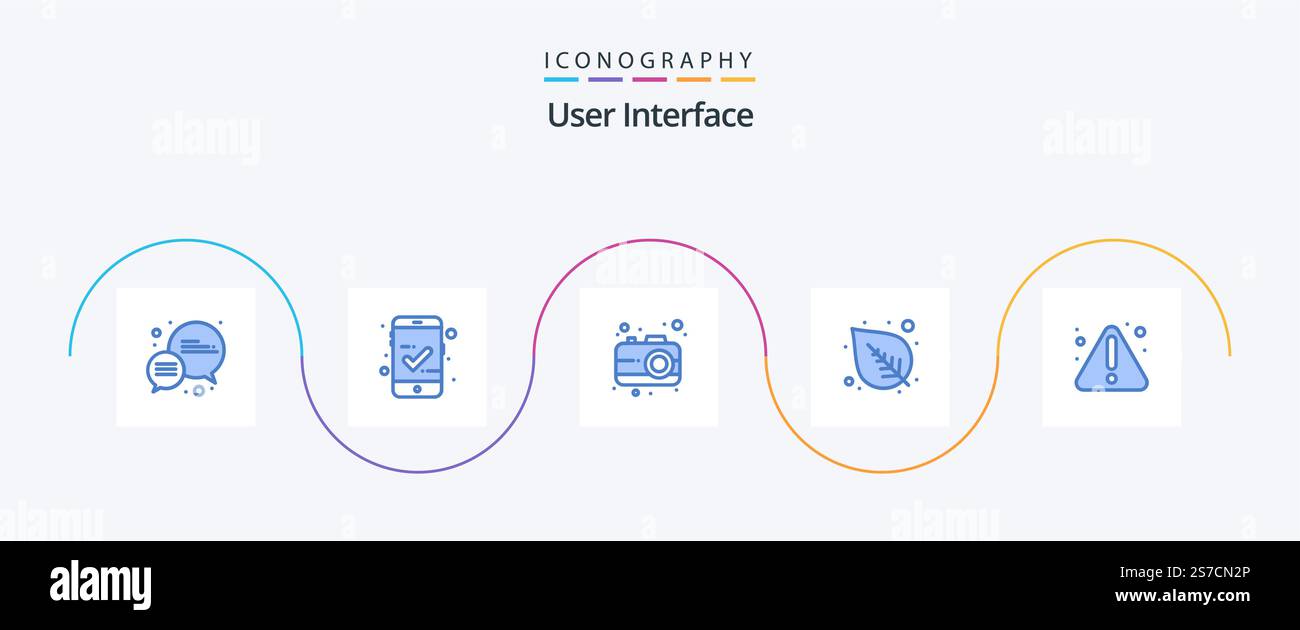 User Interface Blue 5 Icon Pack Including . user. warning. error Stock Vector
