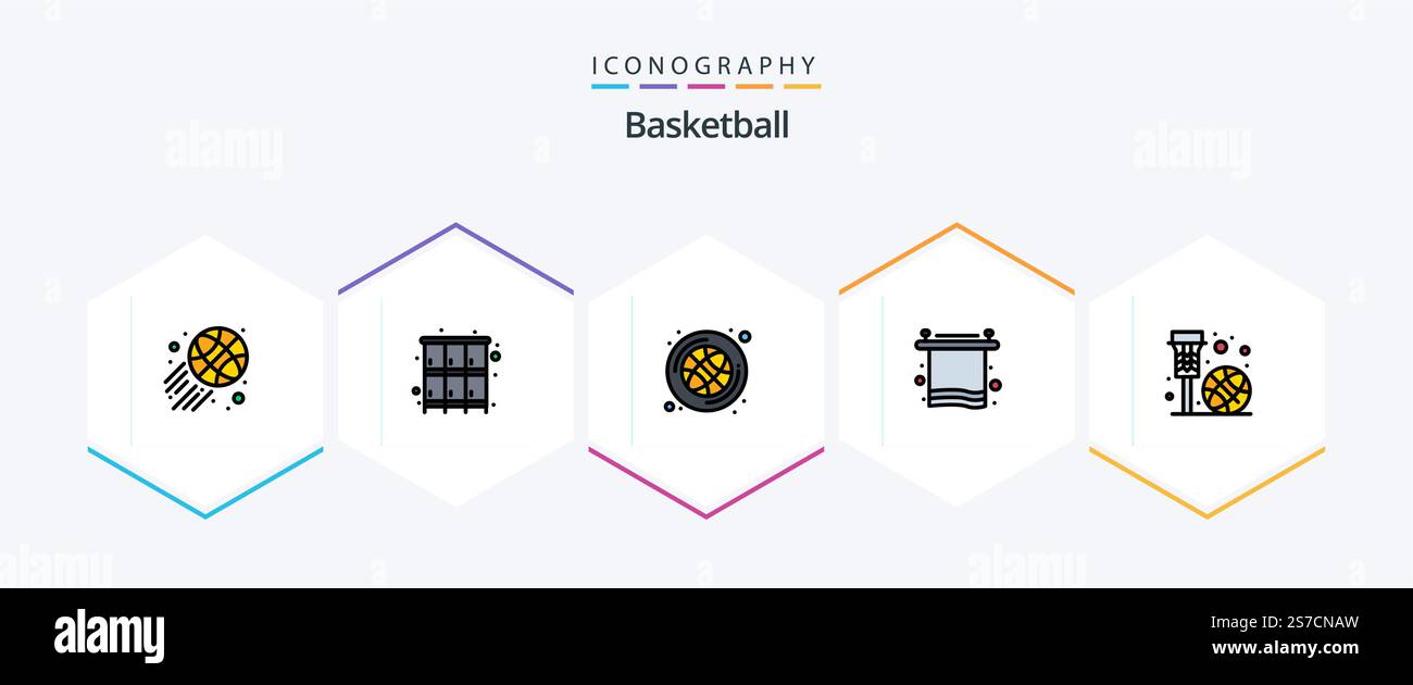 Basketball 25 FilledLine icon pack including basketball net. basket ...