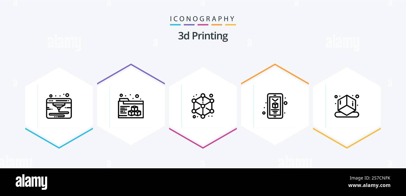 3d Printing 25 Line icon pack including shape. cube. design. 3d ...