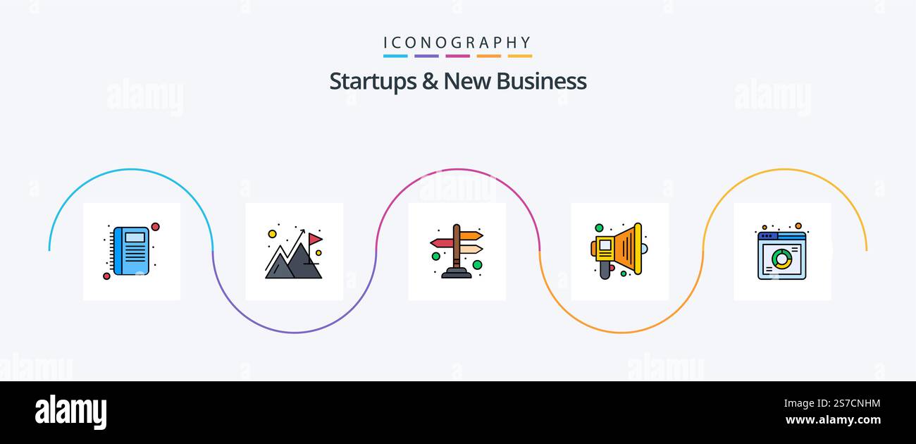 Startups And New Business Line Filled Flat 5 Icon Pack Including web ...