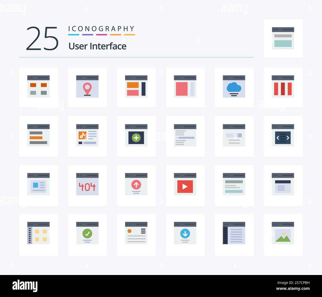 User Interface 25 Flat Color icon pack including interface. cloud. user. user. right Stock Vector