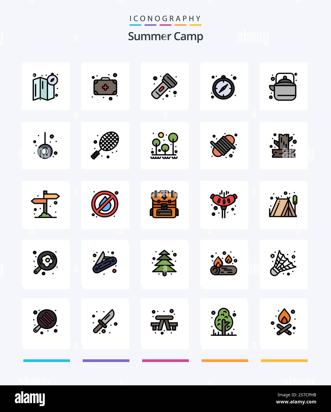 Creative Summer Camp 25 Line FIlled icon pack Such As teapot. pot ...