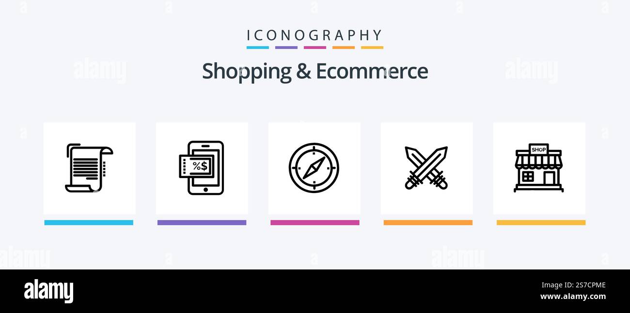 Shopping And Ecommerce Line 5 Icon Pack Including offer. discount. card ...