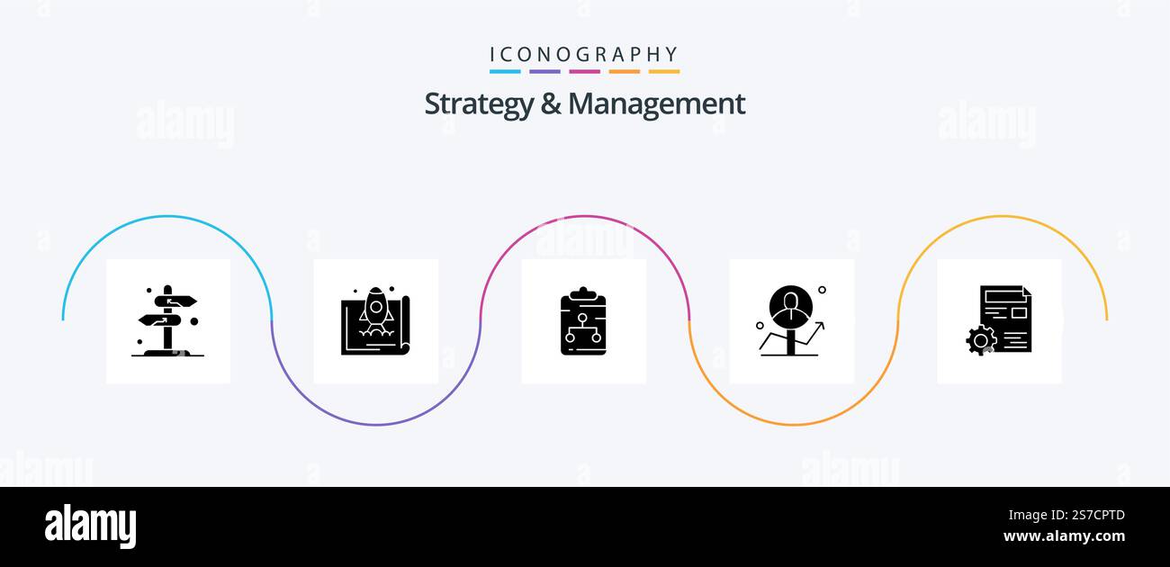Strategy And Management Glyph 5 Icon Pack Including chart. user ...