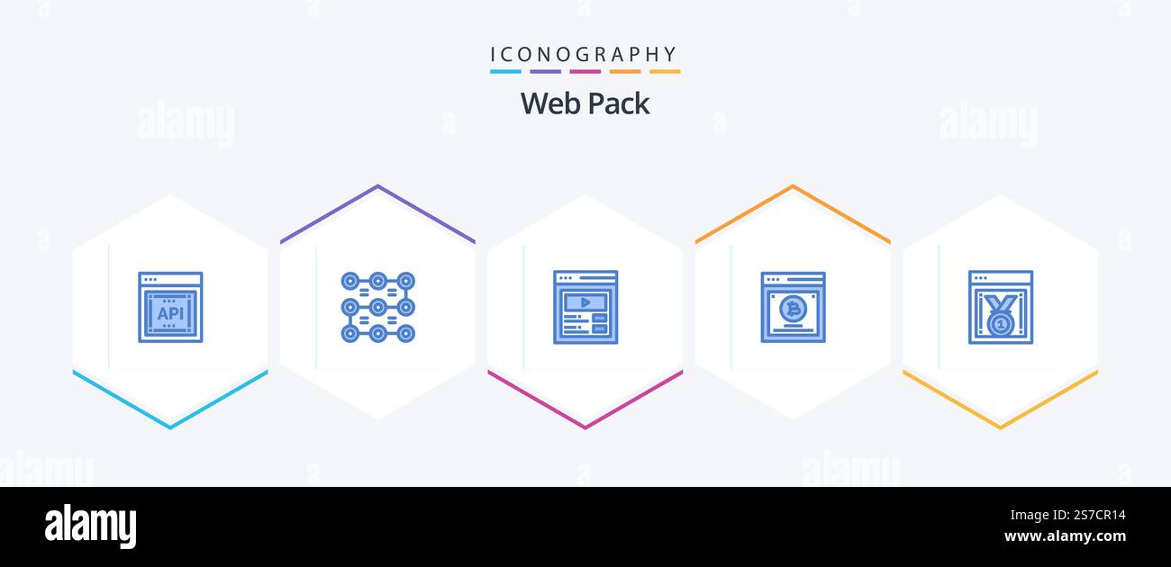 Web Pack 25 Blue icon pack including web performance. split testing. custom content. method. testing Stock Vector