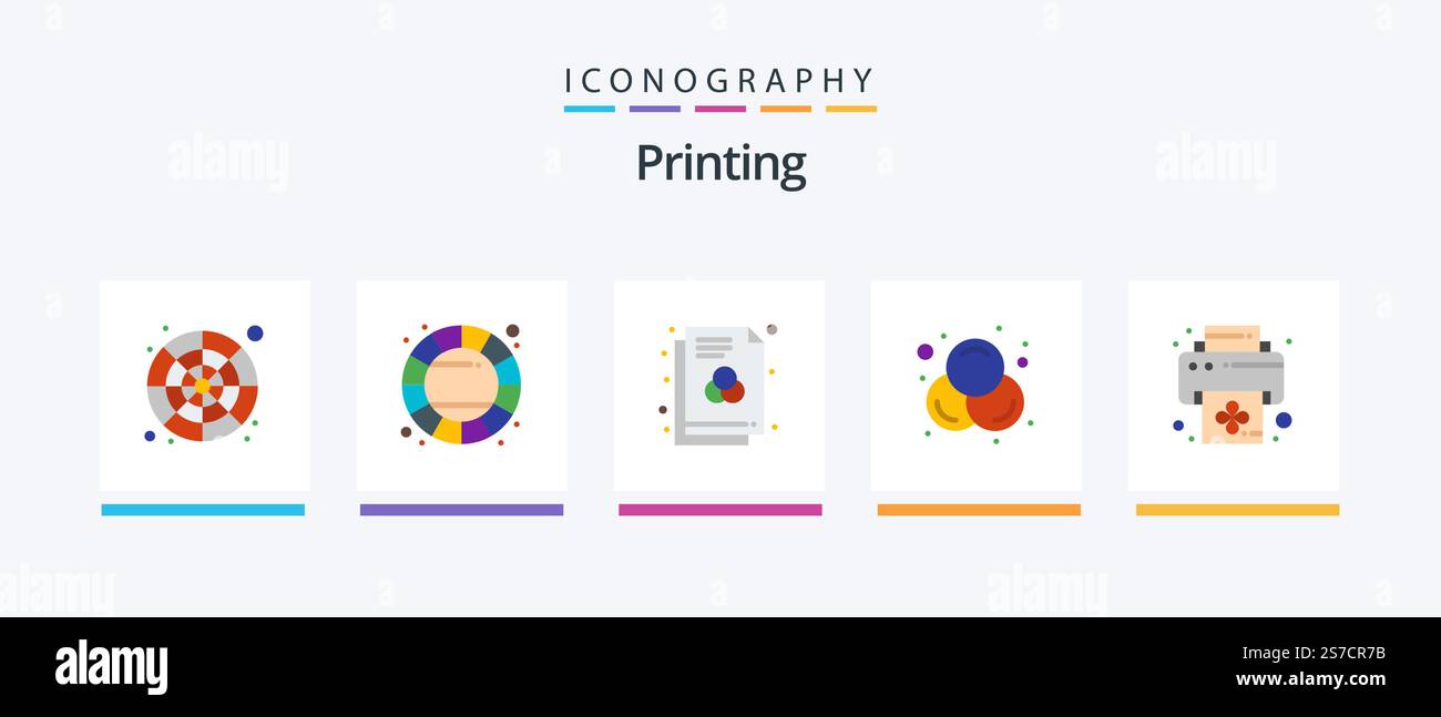 Printing Flat 5 Icon Pack Including print. rgb. color wheel. design ...