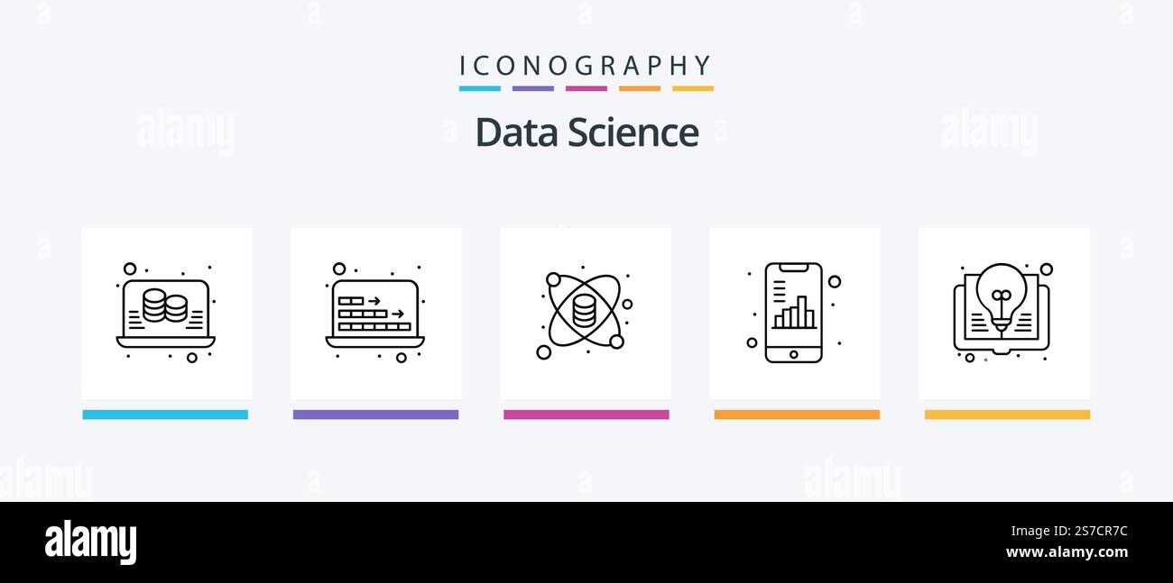 Data Science Line 5 Icon Pack Including document. big data. web ...