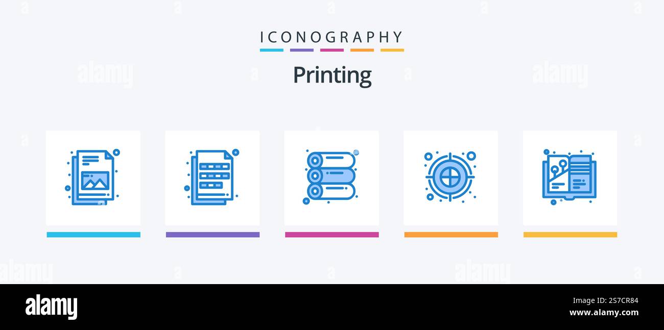 Printing Blue 5 Icon Pack Including illustration. art. machine ...