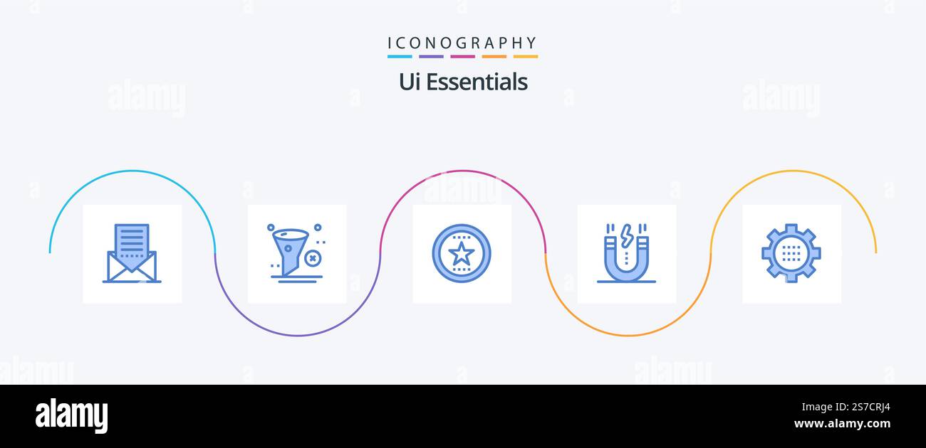 Ui Essentials Blue 5 Icon Pack Including interface. creative. remove. star. favorite Stock Vector