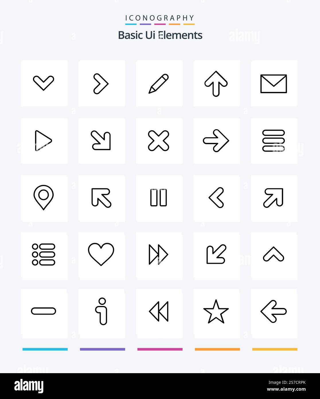 Creative Basic Ui Elements 25 OutLine icon pack Such As massege. upload ...