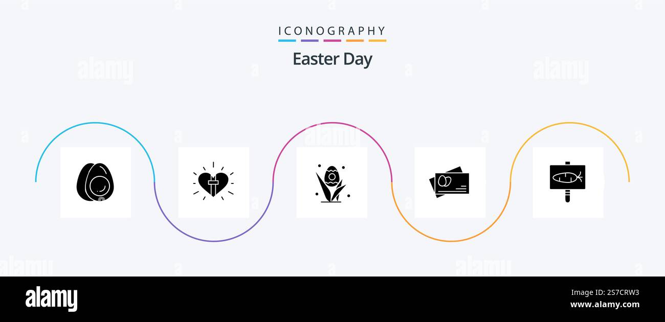 Easter Glyph 5 Icon Pack Including egg. easter. easter. egg. easter Stock Vector