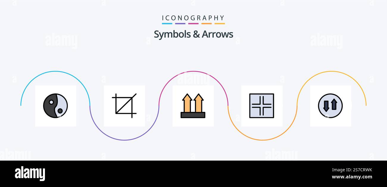 Symbols and Arrows Line Filled Flat 5 Icon Pack Including . streaming ...