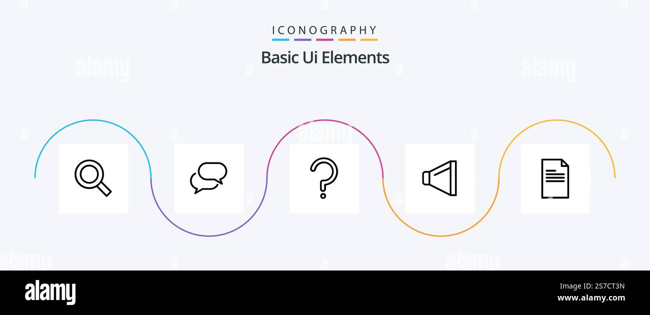 Basic Ui Elements Line 5 Icon Pack Including data. file. help. volume ...