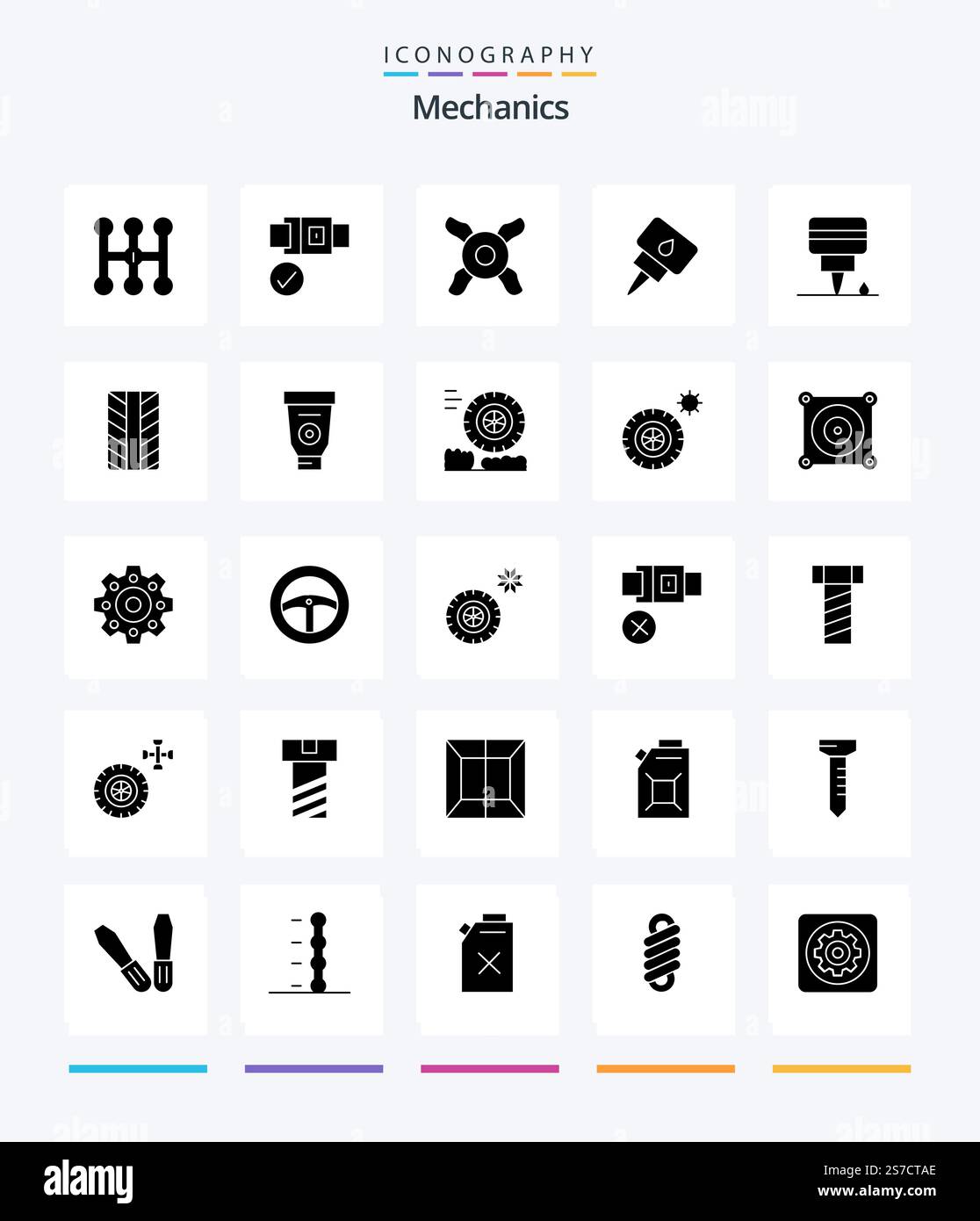 Creative Mechanics 25 Glyph Solid Black icon pack Such As friction ...