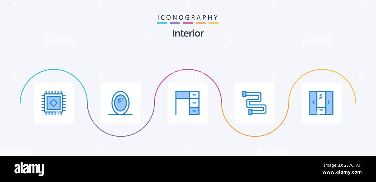 Interior Blue 5 Icon Pack Including wardrobe. furniture. office ...