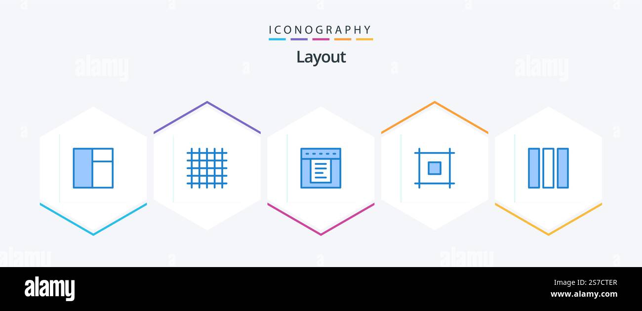 Layout 25 Blue icon pack including . . web. web design. column Stock Vector