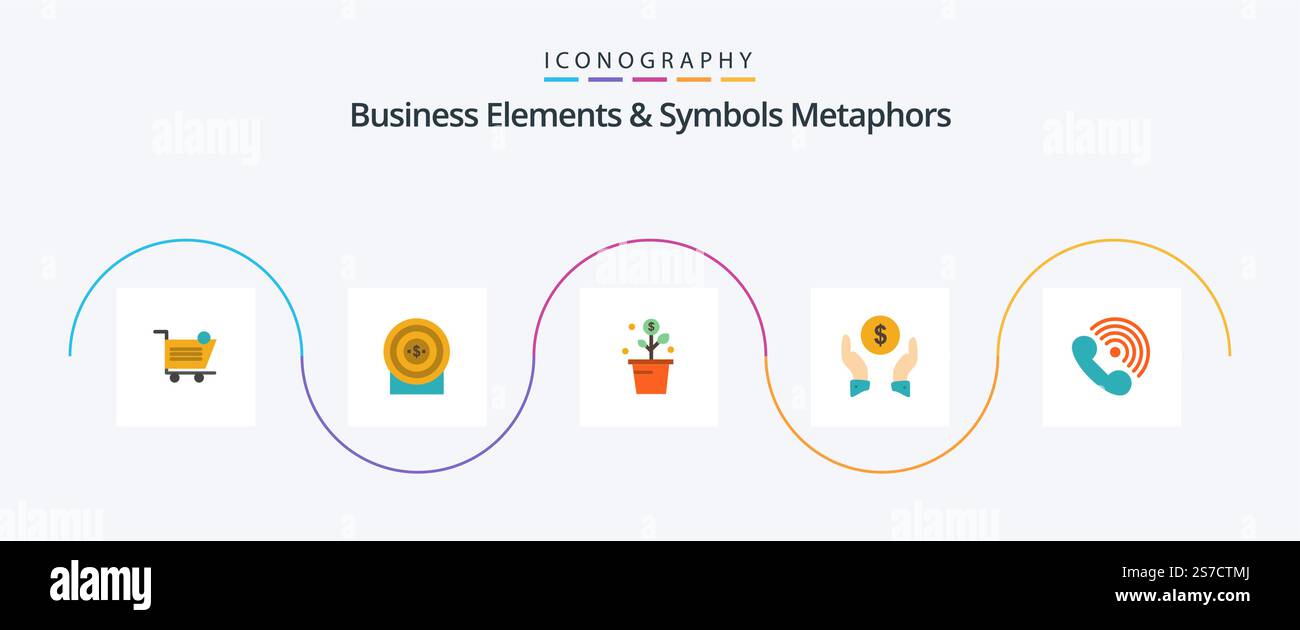 Business Elements And Symbols Metaphors Flat 5 Icon Pack Including ...