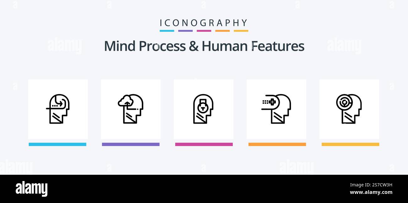 Mind Process And Human Features Line 5 Icon Pack Including head. skill ...
