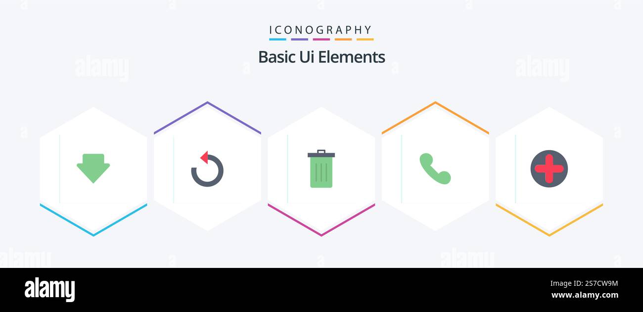 Basic Ui Elements 25 Flat icon pack including sign. call. been. telephone. phone Stock Vector