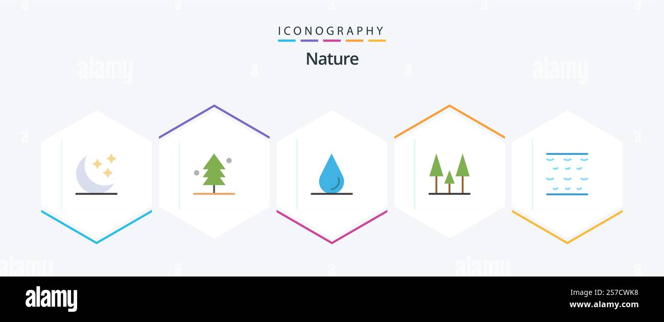 Nature 25 Flat icon pack including . waves. drop. water. trees Stock ...