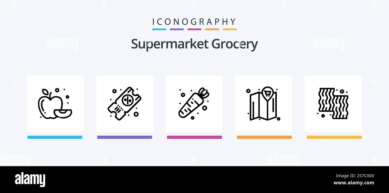 Grocery Line 5 Icon Pack Including . drink. purse. coffee. bottle ...