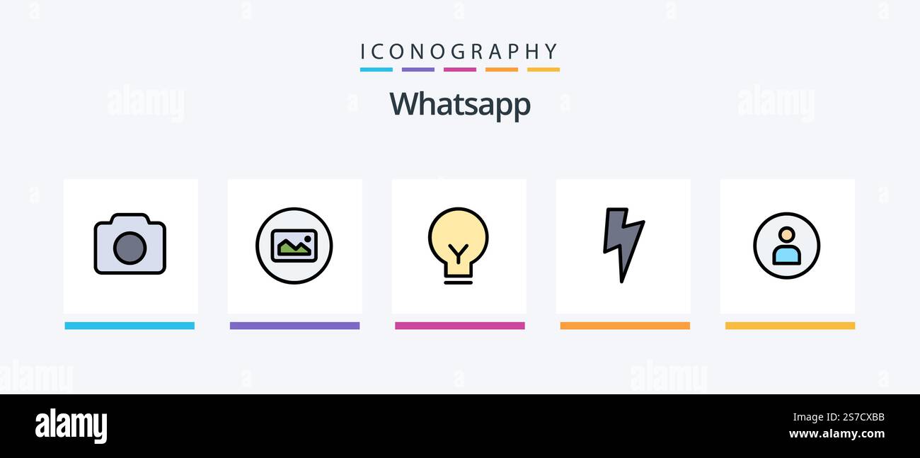 Whatsapp Line Filled 5 Icon Pack Including refresh. clock. mic. time. basic. Creative Icons Design Stock Vector