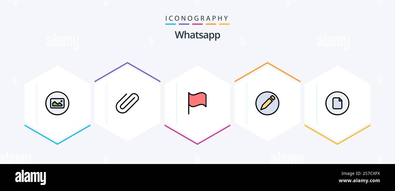 Whatsapp 25 FilledLine icon pack including ui. file. basic. document. pencil Stock Vector