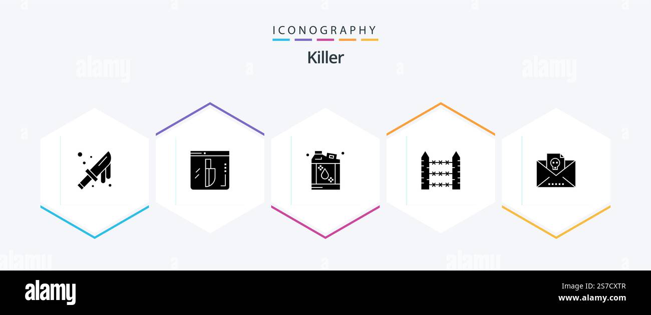 Killer 25 Glyph icon pack including dead. signaling. bottle. security ...