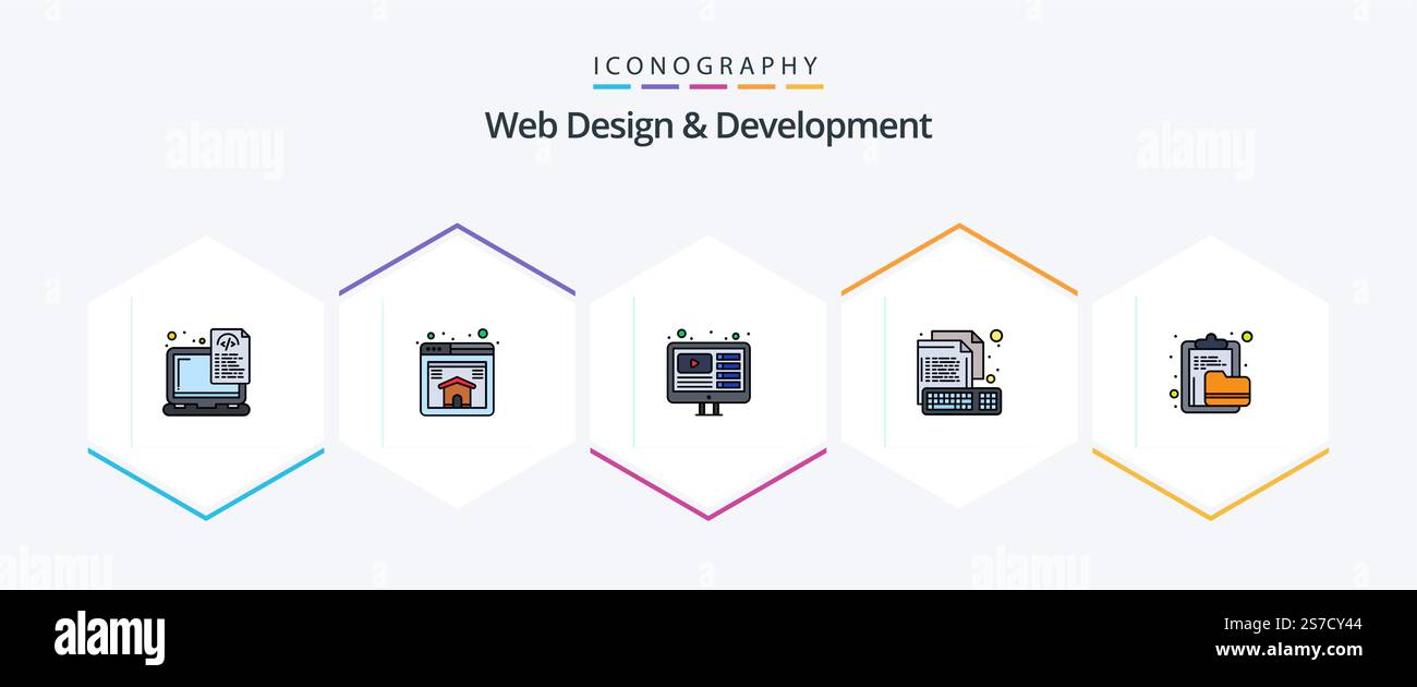 Web Design And Development 25 FilledLine icon pack including archive ...