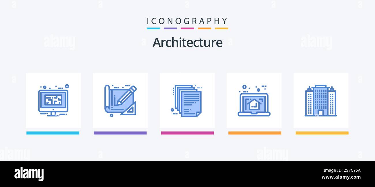 Architecture Blue 5 Icon Pack Including plan. house. construction. home ...