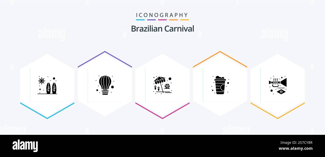Brazilian Carnival 25 Glyph icon pack including carnival. instrument ...