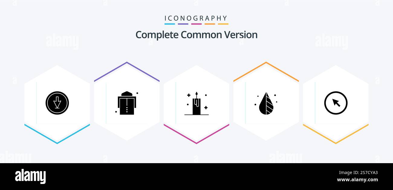 Complete Common Version 25 Glyph icon pack including click. invert. candle. design. xmas Stock Vector
