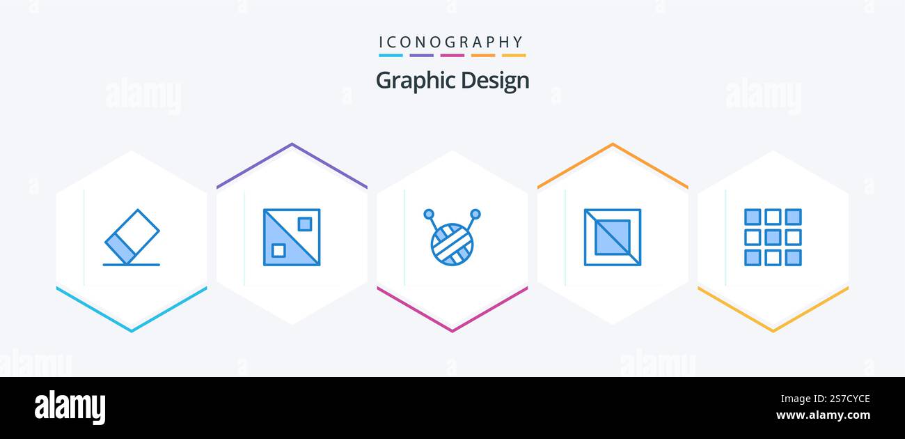 Design 25 Blue icon pack including . grid. Stock Vector