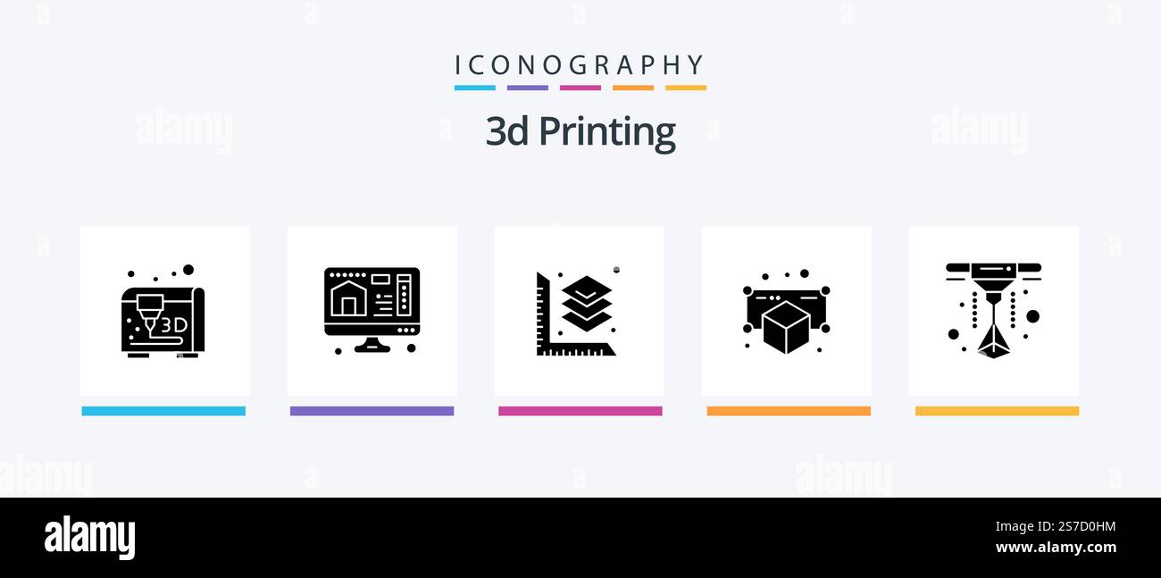 3d Printing Glyph 5 Icon Pack Including printer. 3d. printing. point ...