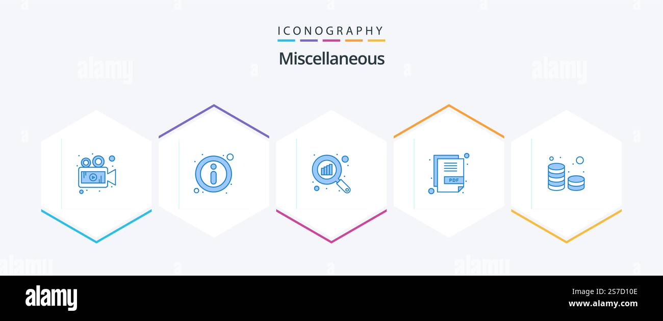 Miscellaneous 25 Blue icon pack including coins. data. graph. document. file Stock Vector