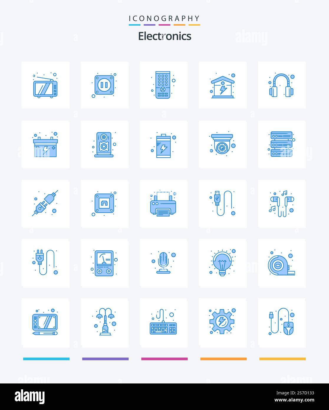 Creative Electronics 25 Blue icon pack Such As accumulator. headphones ...