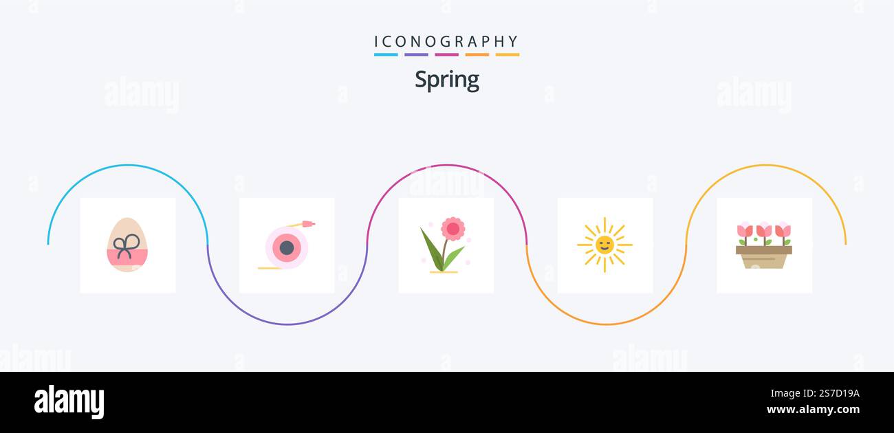 Spring Flat 5 Icon Pack Including flower. sun. flora. light. spring ...