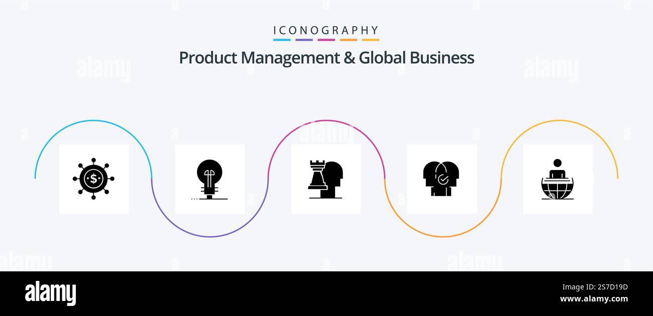 Product Managment And Global Business Glyph 5 Icon Pack Including ...