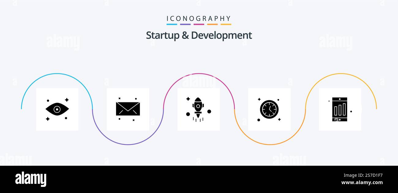Startup And Develepment Glyph 5 Icon Pack Including . chart. space ...
